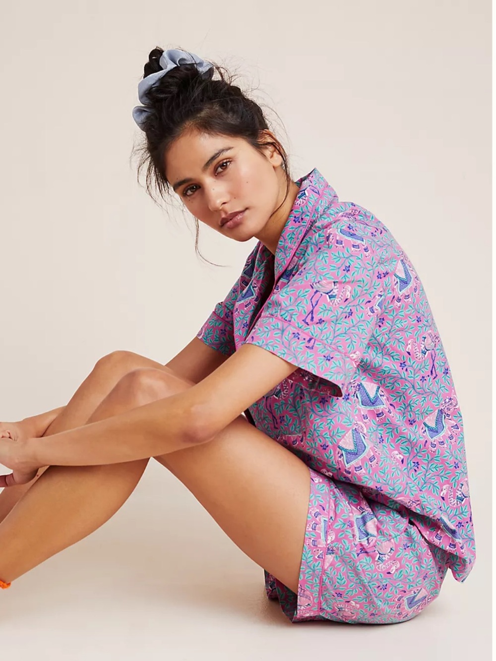 Printfresh Pink and Purple Elephant-Print Buttondown Top